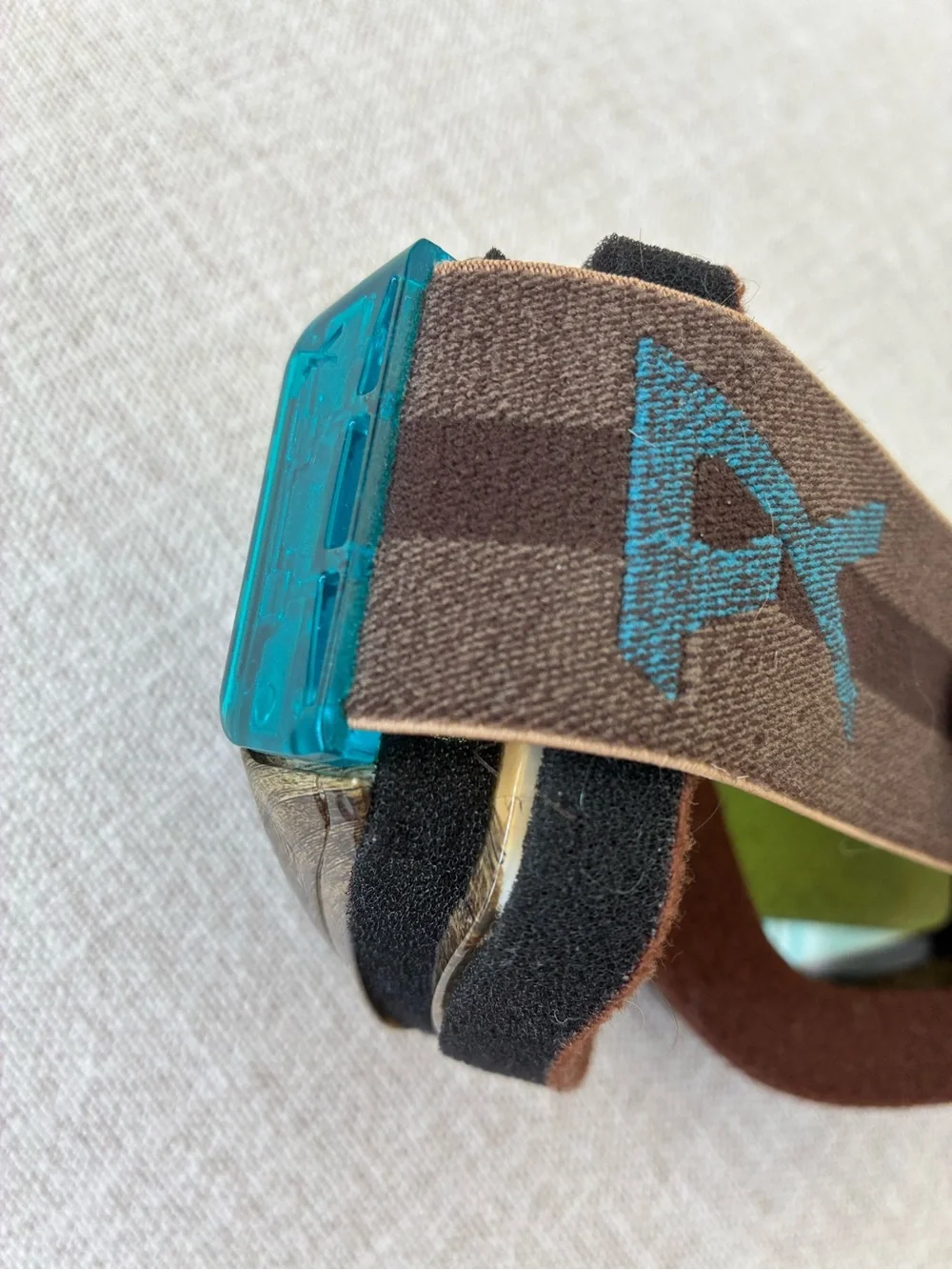 Teal Brown Strap Blue Lens Snow/Ski Goggles